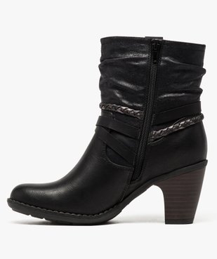 Bottines femme à talon tige plissée et brides fantaisie vue3 - VALENTINA BALDA - GEMO