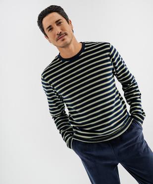 Pyjama en velours avec haut rayé homme vue2 - GEMO 4G HOMME - GEMO