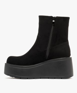 Boots femme à talon compensé en suédine et à zip  vue3 - 5 MILES - GEMO
