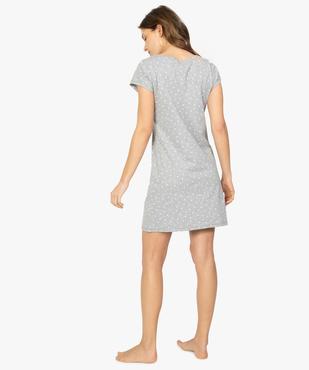 Chemise de nuit imprimée à manches courtes femme à pois vue3 - GEMO 4G FEMME - GEMO