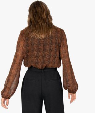 Blouse femme en voile imprimé et fines rayures pailletées vue3 - GEMO(FEMME PAP) - GEMO