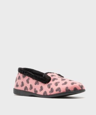 Chaussons pantoufles en velours imprimé cœurs femme vue2 - G'FLEX GEMO FOR GOOD - GEMO
