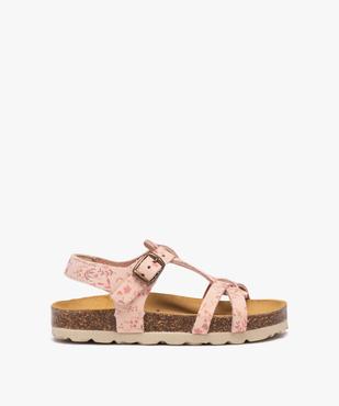 Sandales fille dessus en cuir velours à motifs fleuris et bride à boucle - NA! vue1 - NA! - GEMO