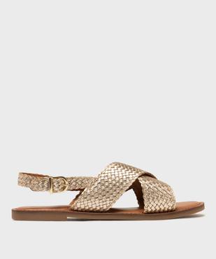 Sandales en cuir à larges brides tressées femme - LuluCastagnette vue2 - LULUCASTAGNETTE - GEMO
