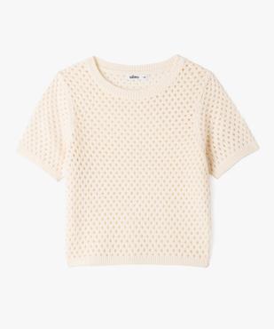 Pull court ajouré à manches courtes fille vue1 - GEMO (JUNIOR) - GEMO