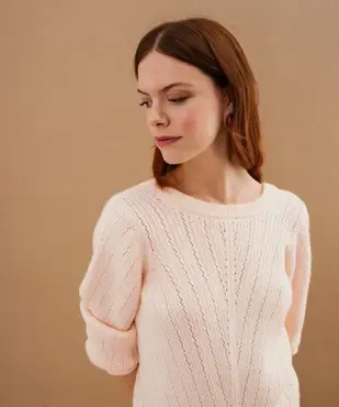 Gilet en maille ajourée à col V femme vue4 - GEMO(FEMME PAP) - GEMO