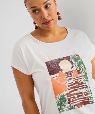 Tee-shirt femme grande taille à manches courtes avec motifs vue2 - GEMO (G TAILLE) - GEMO