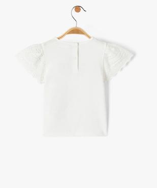 Tee-shirt bébé fille à manches en dentelle anglaise vue3 - GEMO(BEBE DEBT) - GEMO