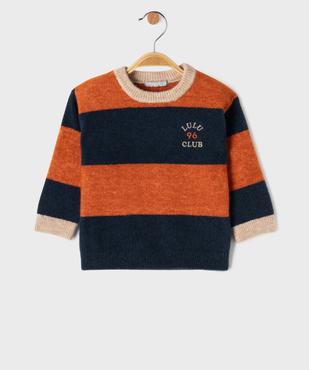 Pull rayé avec de la laine bébé garçon – LuluCastagnette vue1 - LULUCASTAGNETTE - GEMO