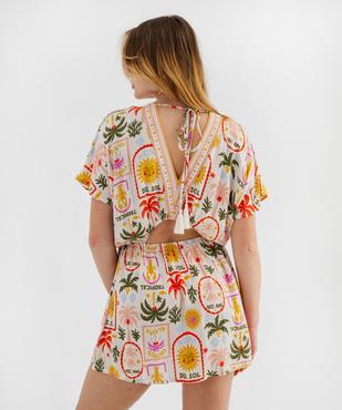 Robe de plage en viscose fluide femme vue3 - GEMO (PLAGE) - GEMO