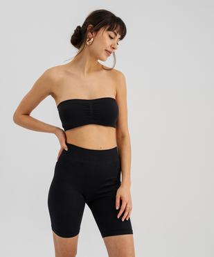 Boxer long sans coutures en maille côtelée femme vue3 - GEMO(HOMWR FEM) - GEMO