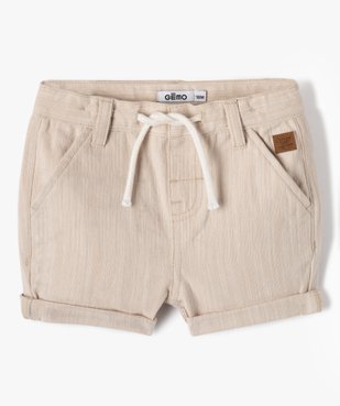 Bermuda bébé garçon en coton chiné vue1 - GEMO(BEBE DEBT) - GEMO