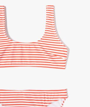 Maillot de bain fille 2 pièces rayé avec haut brassière vue2 - GEMO (JUNIOR) - GEMO