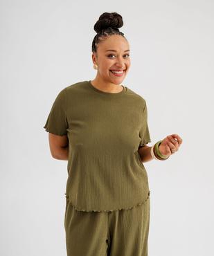Tee-shirt marches courtes avec finitions froncées femme grande taille vue4 - GEMO 4G GT - GEMO