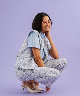 Veste sans manches ouverte fleurie femme vue1 - GEMO(FEMME PAP) - GEMO