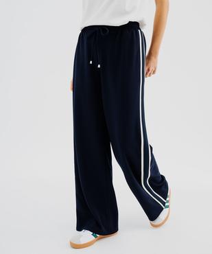 Pantalon large avec bandes contrastantes sur les côtés femme vue1 - GEMO(FEMME PAP) - GEMO