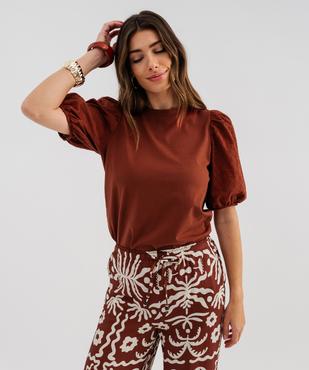 Tee-shirt manches courtes en broderie anglaise femme vue1 - GEMO 4G FEMME - GEMO