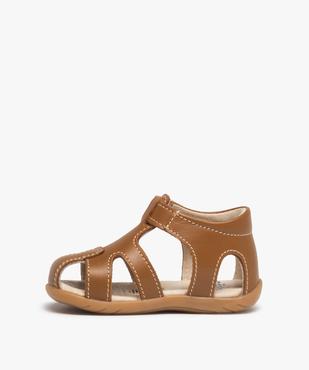 Sandales premiers pas bébé garçon dessus cuir à bout fermé vue3 - GEMO(BEBE DEBT) - GEMO