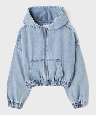 Veste en jean à capuche fermeture zippée fille vue1 - GEMO (JUNIOR) - GEMO