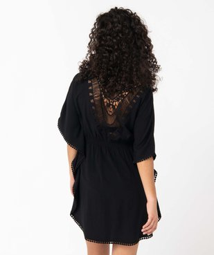 Robe de plage femme avec dos en dentelle et finitions pompons vue3 - GEMO (PLAGE) - GEMO