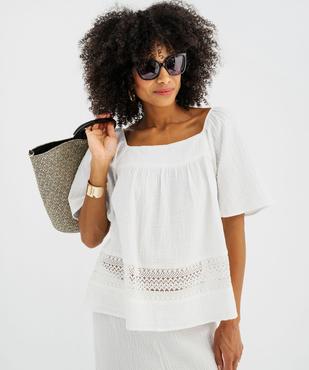 Blouse en gaze de coton avec détails brodés femme vue1 - GEMO(FEMME PAP) - GEMO