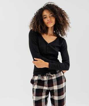 Haut de pyjama à manches longues en maille côtelée femme vue5 - GEMO(FEMME PAP) - GEMO