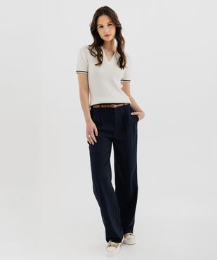 Pull à manches courtes façon polo femme - LuluCastagnette vue5 - LULU CASTAGNETTE GEMO FOR GOOD - GEMO