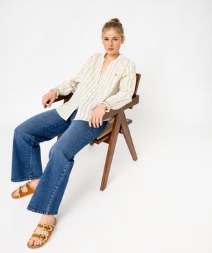 Pantacourt en jean large avec ceinture à nouer femme - LuluCastagnette vue5 - LULUCASTAGNETTE - GEMO