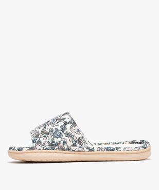 Chaussons mules en toile à motifs fleuris femme vue3 - GEMO 4G FEMME - GEMO
