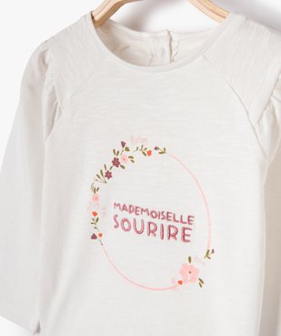 Tee-shirt manches longues fantaisie brodé bébé fille vue2 - GEMO(BEBE DEBT) - GEMO
