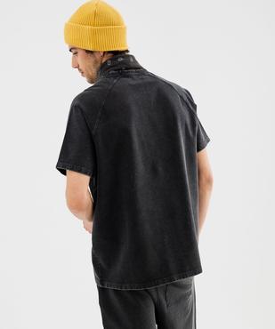 Sweat manches courtes en maille extensible délavée homme vue3 - GEMO (HOMME) - GEMO