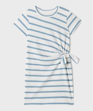 Robe courte en coton avec noeud à la taille fille vue1 - GEMO 4G FILLE - GEMO
