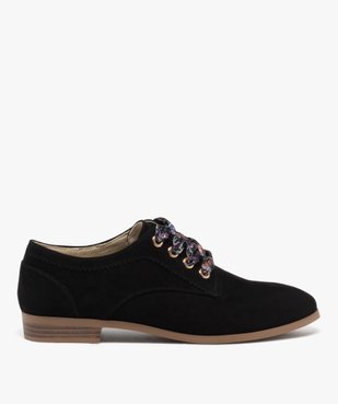 Derbies en suédine à lacets foulard femme vue2 - GEMO 4G FEMME - GEMO