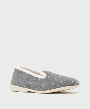 Chaussons pantoufles en velours brodé femme vue2 - G'FLEX GEMO FOR GOOD - GEMO