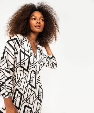 Robe imprimée avec manches 3/4 femme vue2 - GEMO(FEMME PAP) - GEMO
