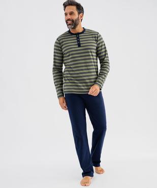 Pyjama en jersey de coton à col tunisien homme vue1 - GEMO 4G HOMME - GEMO