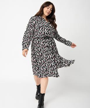 Robe chemise femme grande taille à manches longues et motifs vue1 - GEMO (G TAILLE) - GEMO