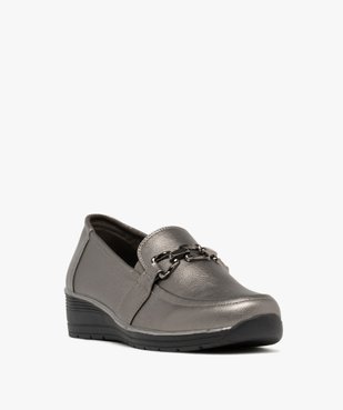 Mocassins femme confort à talon compensé avec bijou métallique - Hobiz vue2 - HOBIZ - GEMO