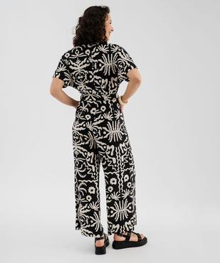 Combinaison pantalon manches courtes en viscose imprimée femme vue3 - GEMO 4G FEMME - GEMO