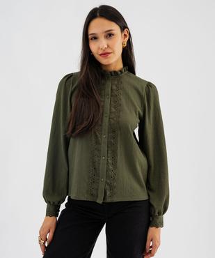 Chemise manches longues en maille texturée et dentelle femme vue4 - GEMO(FEMME PAP) - GEMO