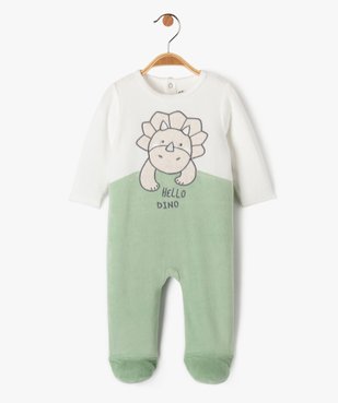 Pyjama dors-bien en velours à motif dinosaure bébé garçon vue1 - GEMO(BB COUCHE) - GEMO
