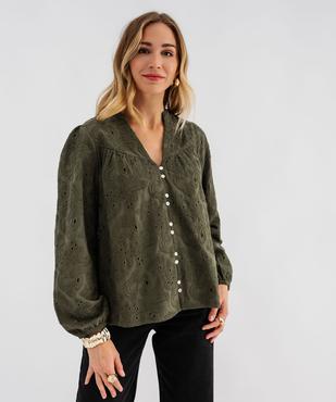 Blouse en coton à motifs brodés femme vue1 - GEMO(FEMME PAP) - GEMO