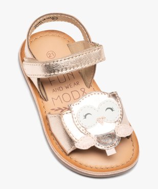 Sandales bébé fille unies à scratch avec chouette fantaisie - Mod8 vue5 - MOD8 - GEMO