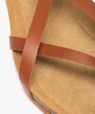 Sandales femme unies à talon plat et fines brides en cuir vue6 - GEMO (CASUAL) - GEMO