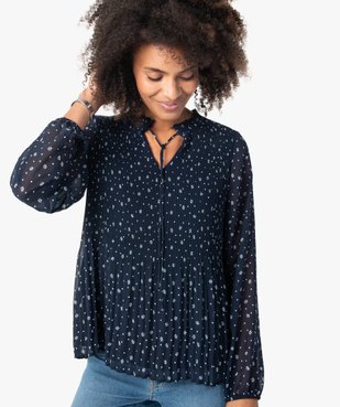 Blouse femme à manches longues avec buste plissé vue2 - GEMO(FEMME PAP) - GEMO