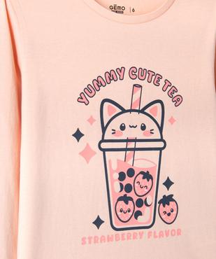 Tee-shirt manches longues avec motif devant fille vue3 - GEMO 4G FILLE - GEMO