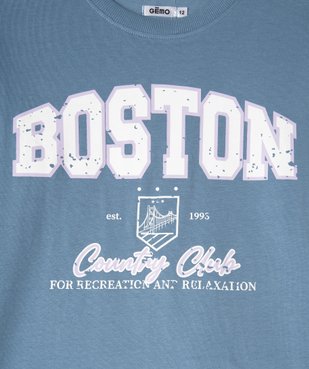 Pyjama en coton inscription Boston fille vue2 - GEMO (JUNIOR) - GEMO