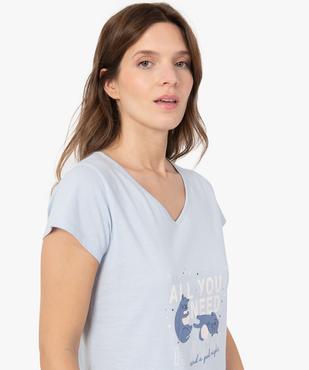 Chemise de nuit imprimée à manches courtes femme vue2 - GEMO 4G FEMME - GEMO