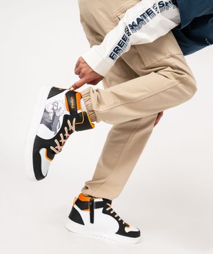 Baskets homme mid-cut à zip et col en mesh - Naruto vue1 - NARUTO - GEMO
