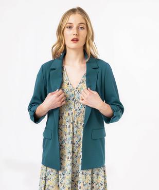 Veste droite en maille stretch manches 3/4 unie femme vue1 - GEMO(FEMME PAP) - GEMO